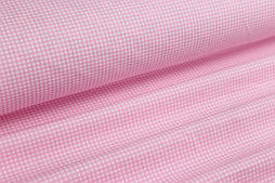 Тканина бязь із дрібною клітиною рожевого кольору № 2069