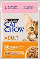 Влажный корм Purina Cat Chow (Кет Чау) для кошек, c лососем и зеленой фасолью, кусочки в желе 85г*26шт