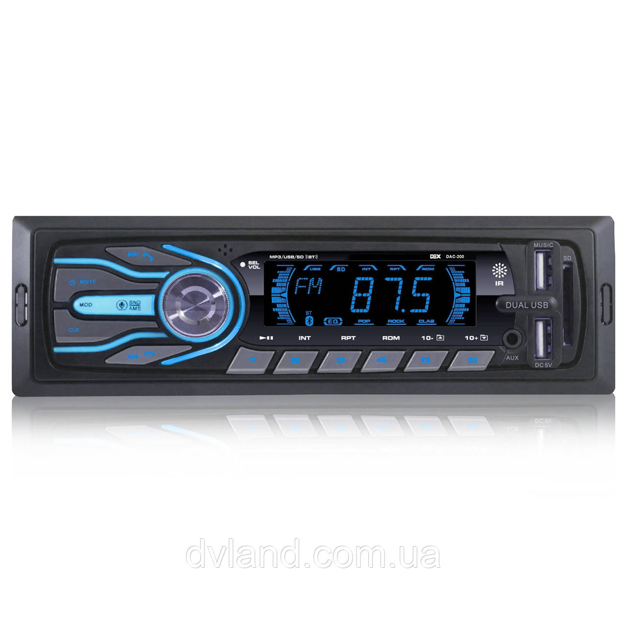 Автомагнітола DEX DAC-200 MP3 / 1 DIN (180Вт, USB, TF/ SD card, Bluetooth)