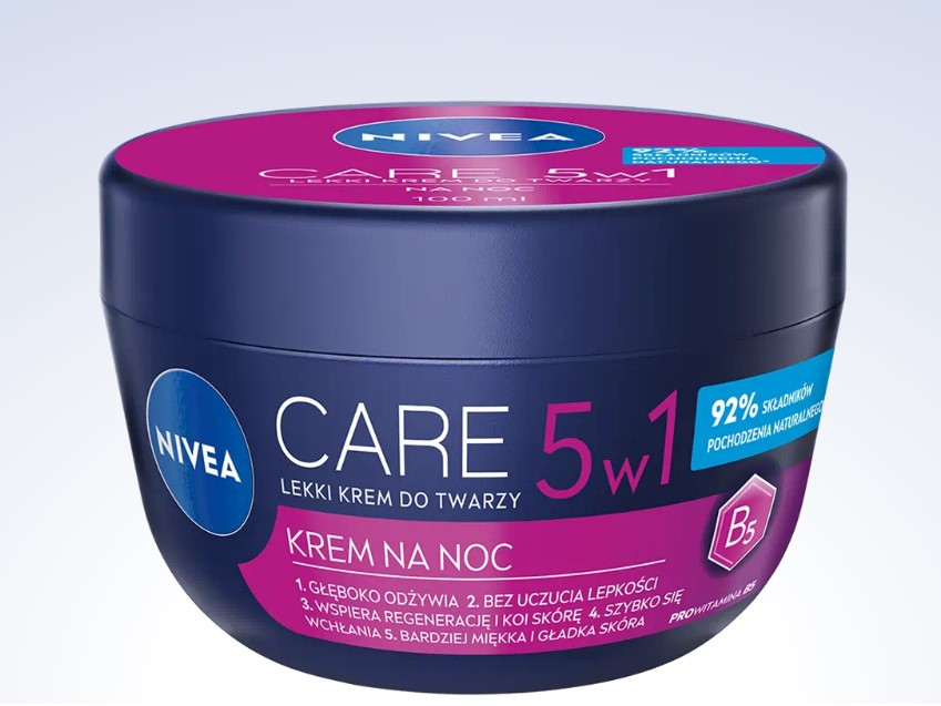 Крем для обличчя Nivea CARE 5W1 LEKKI KREM нічний, 100 мл