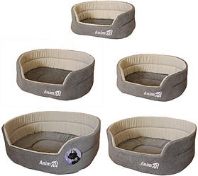 Лежак для собак і котів AnimAll Alice Velvet (сіро-бежевий, 63/53/21см)