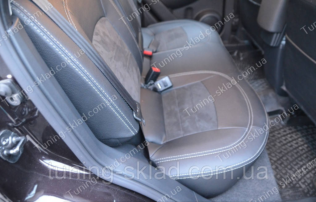 Чохли на Ніссан Кашкай (авточохли Nissan Qashqai, Lether style), фото 1