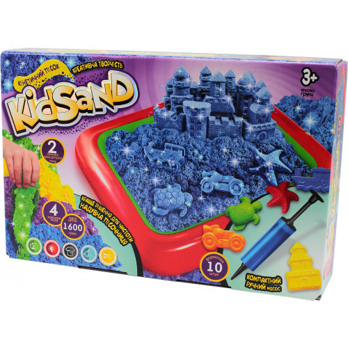 Набір для творчості Danko toys Кінетичний пісок KidSand 1600г + пісочниця (Укр) (KS-02-01U)