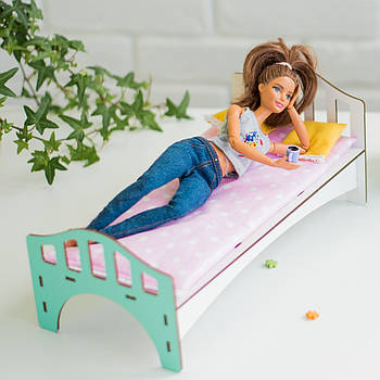 Лялькове ліжко для Барбі NestWood м'ятне