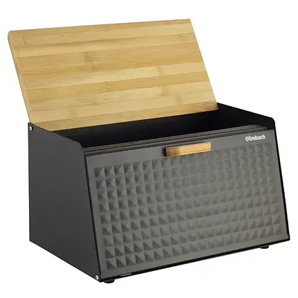 Хлібниця (матове покриття) Ofenbach  35,5х21,5х19,5см з нержавіючої сталі/бамбук KM-100805, фото 1