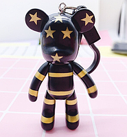Брелок мишка Bearbrick, украшение для ключей подвеска "Мишка в тату" черный с золотом