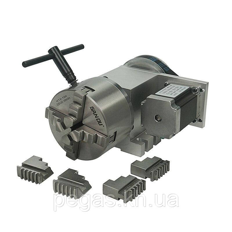 Поворотна вісь nema23 ЧПУ, діаметр 80 мм, 4-х кулачковий, фото 1