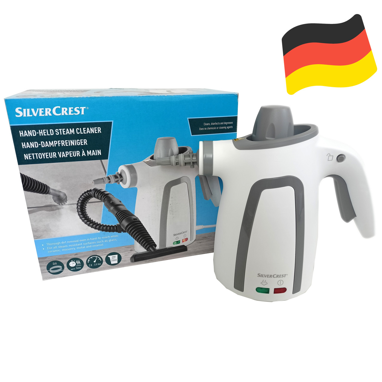 Ручной пароочиститель SilverCrest SDR 1050 D1 (3.5 Бар, 250 мл, 1050 Вт,  Германия) (ID#1639119857), цена: 1699 ₴, купить на