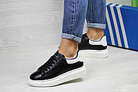 Женские стильные легкие кроссовки черно белые Alexander McQueen италия, прошитые только 38 и 40 размер