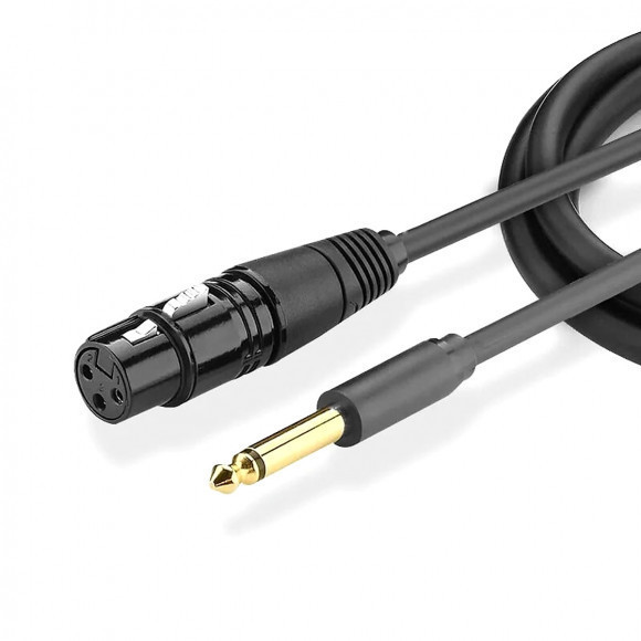 Аудіокабель для мікрофона підсилювача UGREEN AV131 Jack 6.3 mm to XLR Female AV Cable 3 m Black (AV131), фото 1
