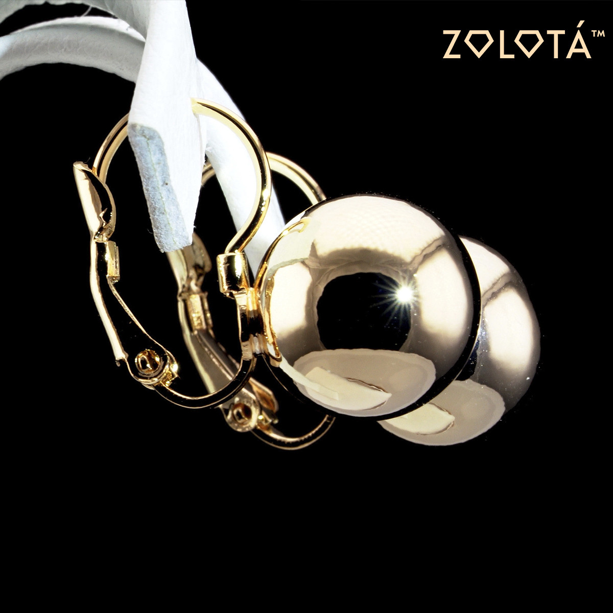 Серьги Zolota, размер 20х12 мм, вес 4 г, позолота 18К, ЗЛ01474 (1) - фото 3 - id-p1646266335