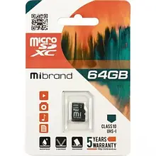 Карта памяті Mibrand MICDXU1/64GB Black 64GB microSDXC Class 10 UHS-I