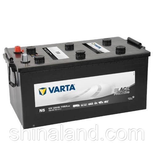 Акумулятор вантажної Varta Promotive Black (N5): 220 Ач, 12 В, 1150 А - (720018115), 518 x276x242 мм