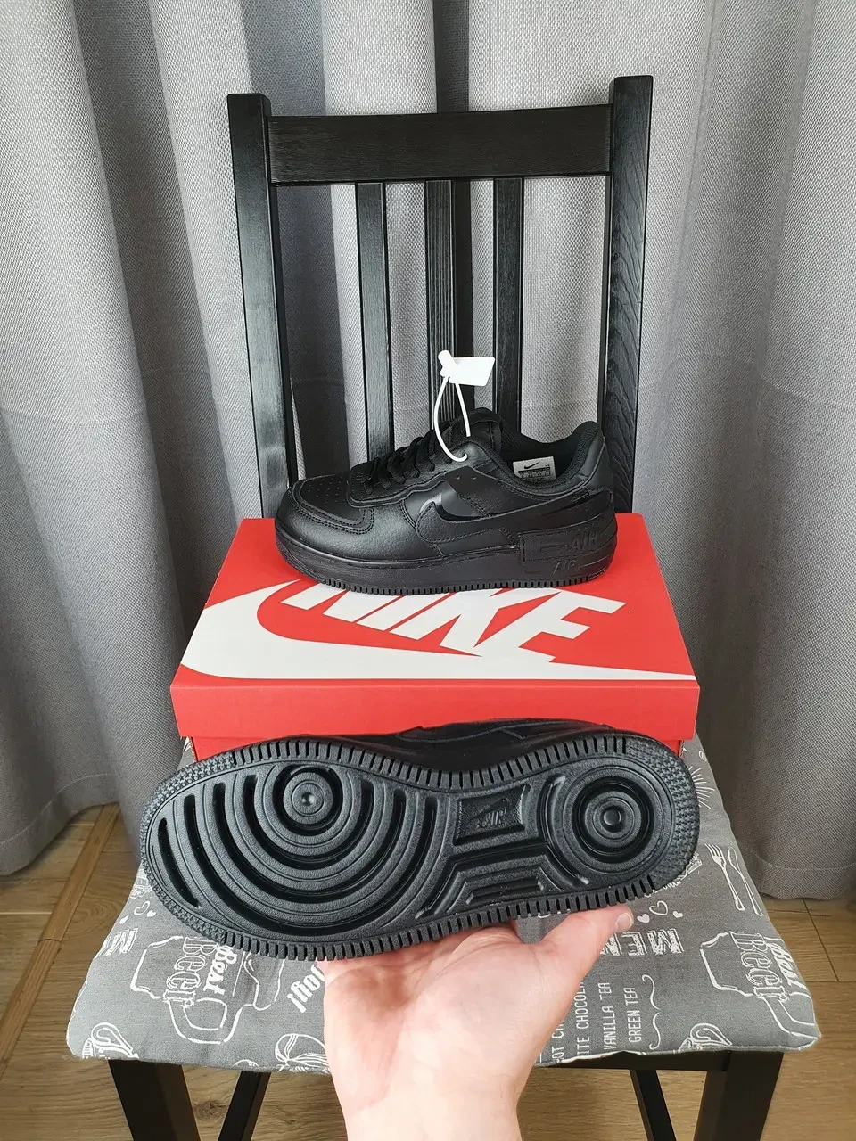 Черные Nike Air Force 1 Shadow Black кроссы женские. Кроссовки Найк Аир Форсе Шедоу черные для девушек - фото 8 - id-p1507237677