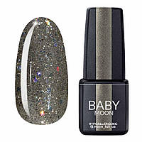 Гель-лак Baby Moon Dance Diamond No021 серебристо-оливковий з кольоровим глітером, 6мл.