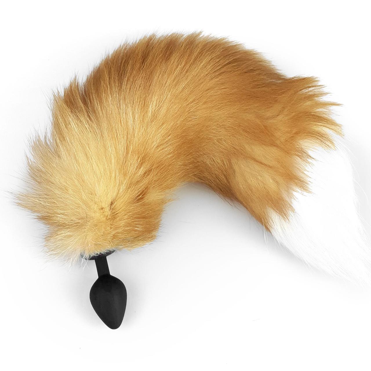 Силиконова анальна пробка з хвостом з натурального хутра Art of Sex size M Foxy fox
