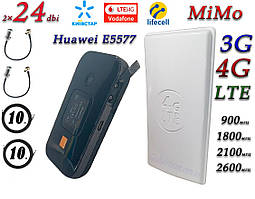 Комплект для 4G/LTE/3G з Huawei e5577s-321 (рос) + 3000 mAh і Антена планшетна MIMO 2×24dbi (48дб)