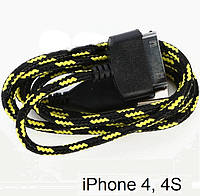 Тканевый USB Кабель для iPhone 4 4S (Черный)