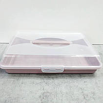 Прямокутна пластикова тортовниця з кришкою 44,5 х 31 х 10,5 см з засувками, фото 2
