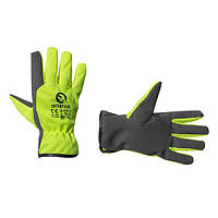 Шкіряна рукавичка комбінована з високоякісної козячої шкіри та флуоресцентної зеленої тканини 10"
