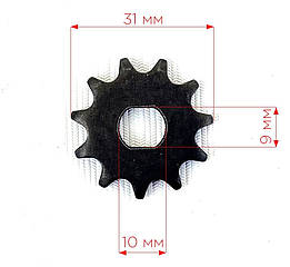 Зірка 11t T8F на вал електричного двигуна квадроцикла