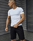Літній повсякденний чорнийно-білий чоловічий комплект шорти та патріотична футболка, фото 3