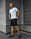 Літній повсякденний чорнийно-білий чоловічий комплект шорти та патріотична футболка, фото 5