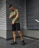 Спортивний бавовняний костюм чоловічої шорти та патріотична футболка хакі з прапором, фото 6