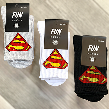 Носкі чоловічі демісезонні спортивні бавовни Fun Socks, розмір 40-45, високі, ассорті, 02099