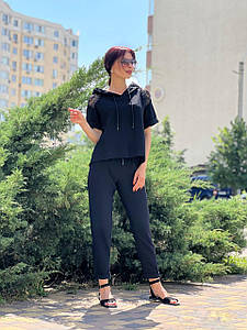 Жіночий костюм з льону Poliit 7385 чорний 36