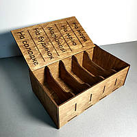 Деревянная коробочка "Семейный бюджет"на 5 отделов + индивидуальная гравировка Цвет коричневый