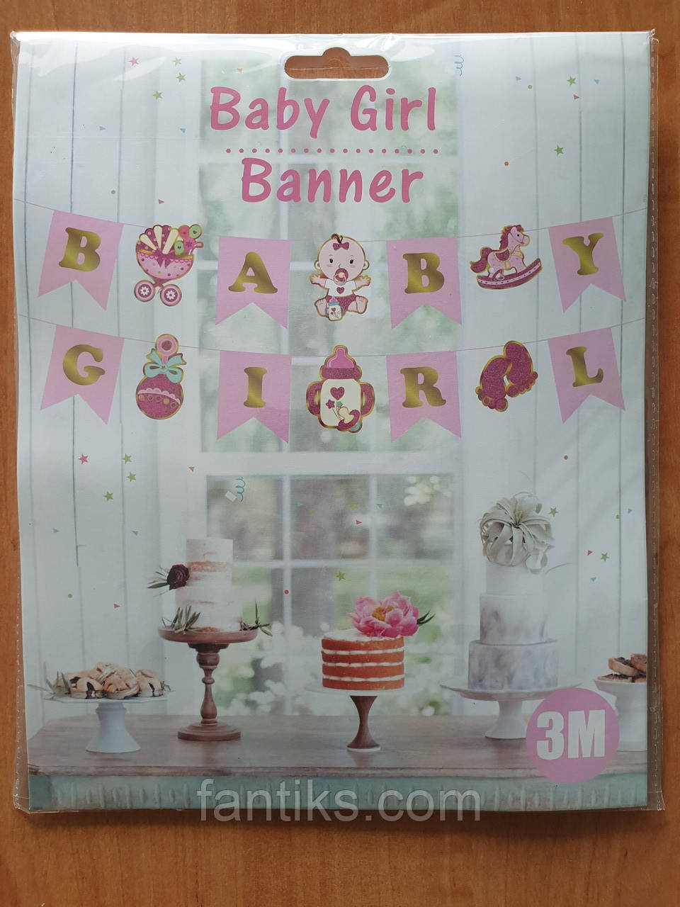 Гірлянда-розтяжка "BABY GIRL" для прикраси кімнати в день зустрічі малючки з пологового будинку