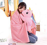 Плед Іграшка, подушка, 3 в 1 Рожевий єдиноріг, м'яка іграшка з пледом усередині, фото 3