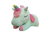 Плед Іграшка, подушка, 3 в 1 Бірюзовий єдиноріг, м'яка іграшка з пледом усередині, фото 2