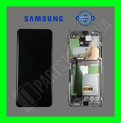 Дисплей Samsung G988 Grey S20 Ultra (GH82-22-2271B) сервісний оригінал у збірі з рамкою (переклеєне скло), фото 2