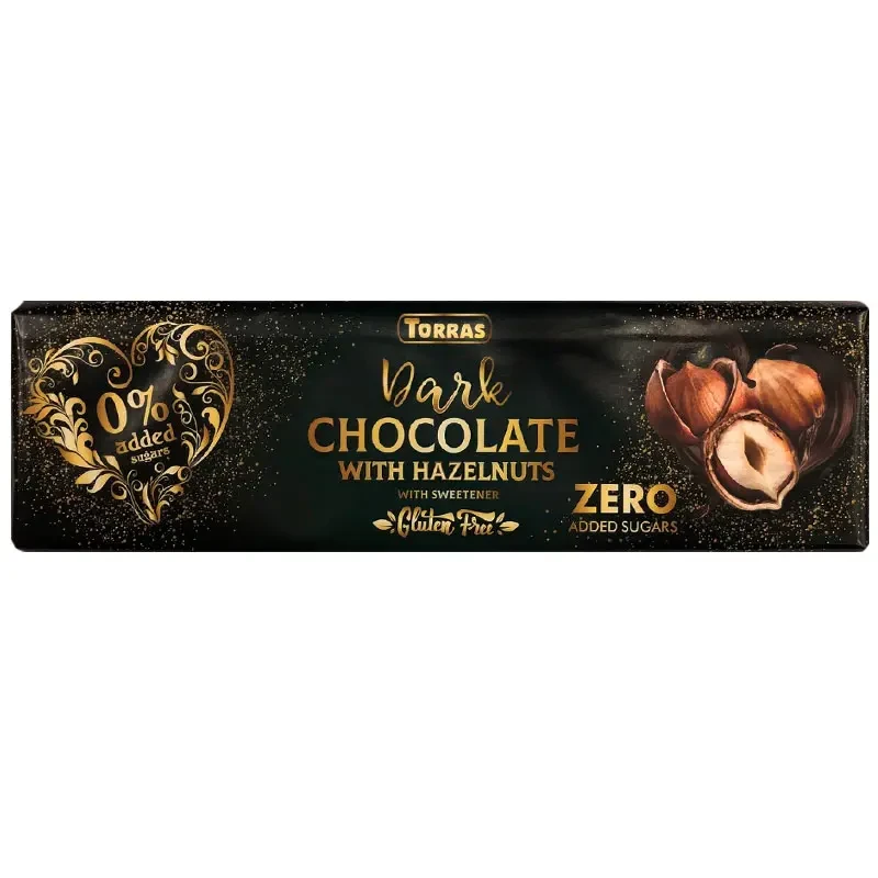 Шоколад темний Torras з фундуком (без цукру), 300 г