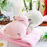 Плед Іграшка, подушка, 3 в 1 Бегемотик, м'яка іграшка з пледом усередині, фото 2