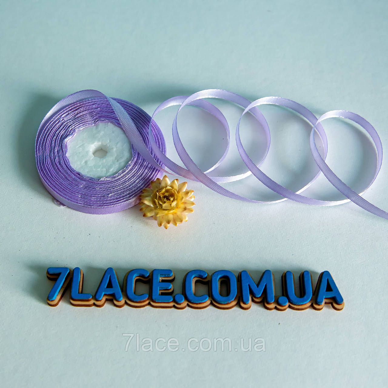 Стрічка атласна однотонна/колір СВІТЛО-ФІОЛТИВИЙ/ширина 0,6 см/бобіна 23 м, фото 1