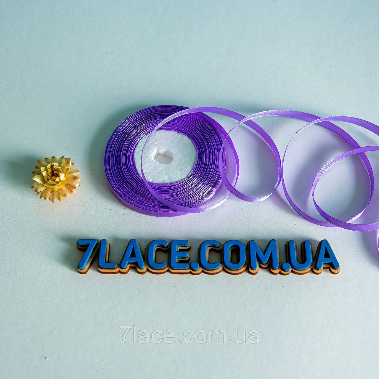 Стрічка атласна однотонна / колір ЛАВАНДОВИЙ / ширина 0,6 см / бобіна 23 м, фото 1