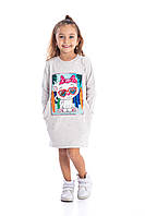 Туніка для дівчинки з довгим рукавом р.98-128 см. Сукня туніка для дівчинки сірого кольору.