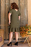 Коротке батальне лляне плаття напівобтислого силуету з кишенями з боків (р.50-56). Арт-4300/7, фото 2