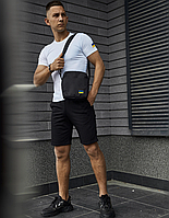 Літній чоловічий повсякденний прогулянковий костюм шорти та футболка біла з прапором + чорна чоловіча
