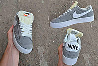 Кроссовки замшевые повседневные Nike blazer mid сер, серые мужские, женские кеды Найк. Мужская, Женская обувь