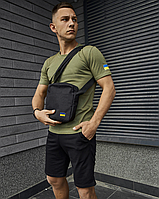 Спортивний прогулянковий костюм чоловічий на літо футболка шорти + Барсетка чорна