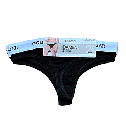 Набір жіночих трусів "Gomati" стрінги. Розмір: M. (2 шт/уп). Чорні. Туреччина.