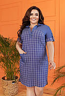 Літнє джинсове плаття великих розмірів із сорочковим коміром (р.50-58). Арт-4309/7