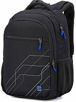 Рюкзак школьный ортопедический тканевый для мальчика подростковый синий декор Skyname 90-124