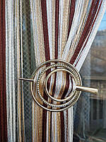 Шпилька для штор ниток кругла золотий глянцевий/матовий з одним рядом каменів міцний пластик