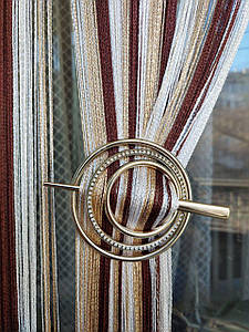 Шпилька для штор ниток кругла золотий глянцевий/матовий з одним рядом каменів міцний пластик