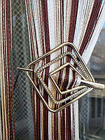 Шпилька заколка для штор ниток квадратна золота глянцевий/матовий з одним рядом каменів міцний пластик